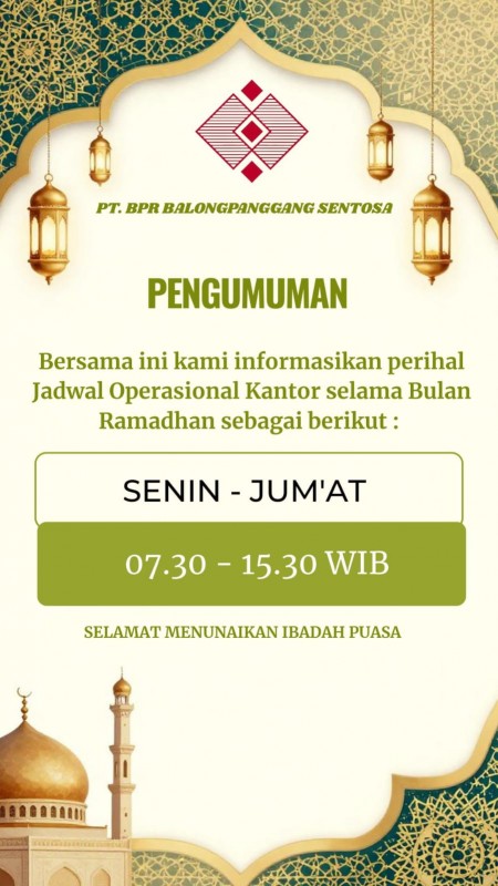 PENGUMUMAN JAM KANTOR SELAMA RAMADHAN